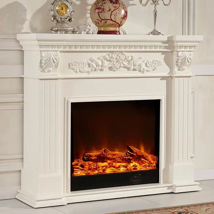 Wbudowany kominek elektryczny i ściana telewizyjna